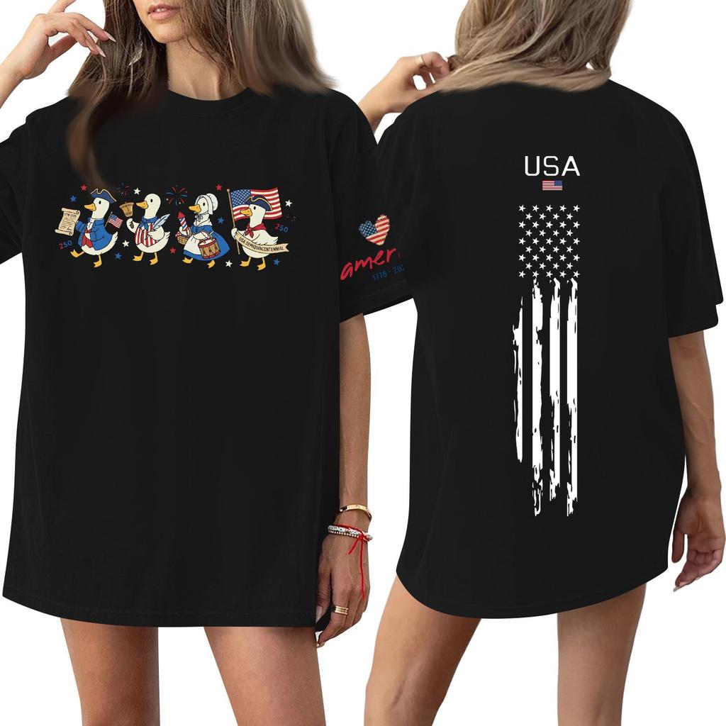 Women's Casual Fashion Round Neck Casual Print Short Sleeve T-Shirt Top