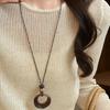 Retro Chinesischer Stil Kreis Anhänger Halskette für Damen - Leichter Luxus Pullover Kette, Herbst/Winter Accessoire