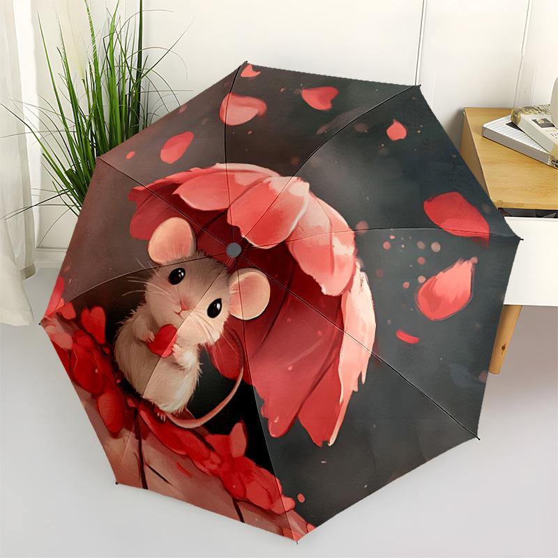 1pc Cute Mouse Automatic Open/Close Umbrella - Compact Travel Umbrella, Gift for Birthday, Holiday Yy260106001