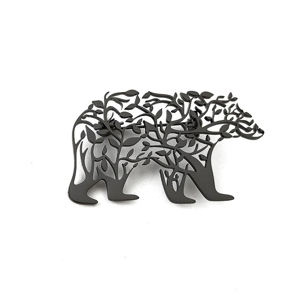 Punk Style Stainless Steel Brooch Plated Corsage Pin Trendy Polar Bear Brooch  Clothes Accessories
