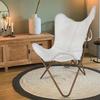 White Leather Butterfly Chair Leather Accent Chair Living Room Furniture