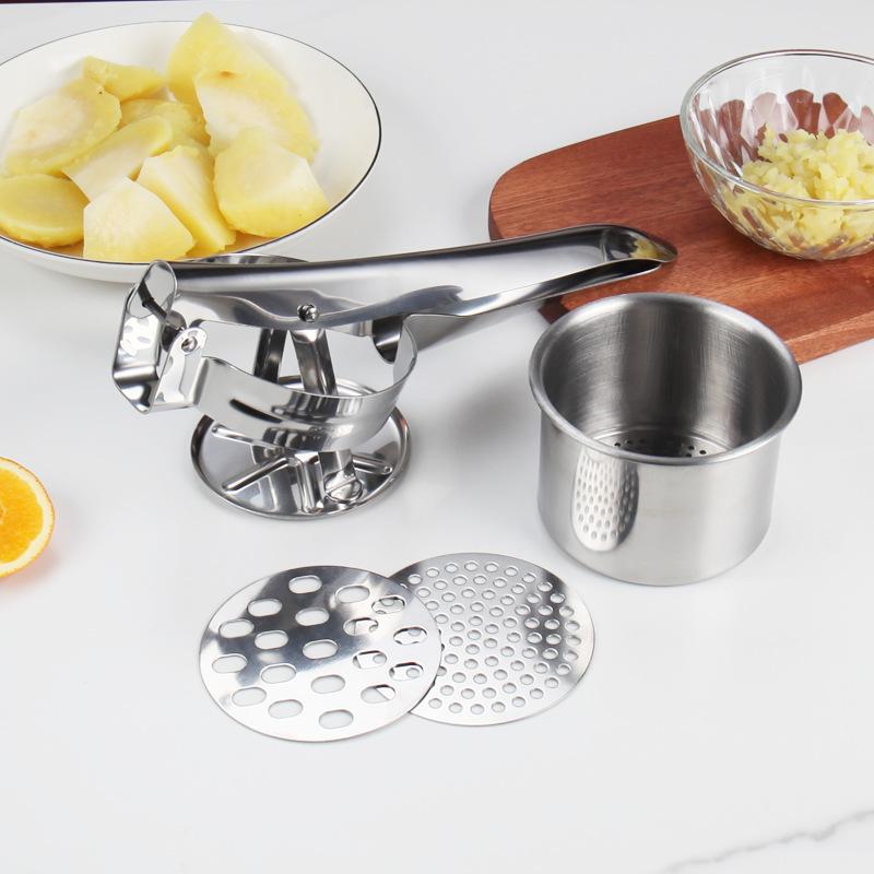 Garlic Puree Stainless Steel Manual Three-in-one Potato Puree Press Three-mesh Potato Puree Press Juice Press Garlic Press