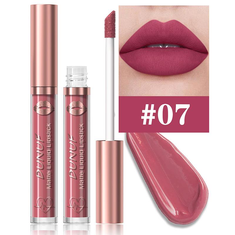 DUNUF 18 Farben Mattes Samt-Lippenstift Wasserdicht Langanhaltend Nude Matt Lipgloss Klar Feuchtigkeitsspendendes Lippenöl für Damen Make-up