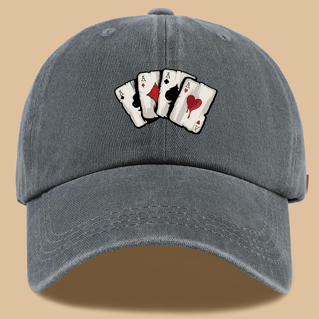 1pc Vintage Poker Print Trucker Hat  Breathable Adjustable Baseball Cap for Walking Appropriate for Any Season