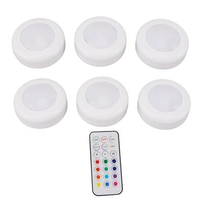 6PCS LED Puck Lights with Remote Control Dimmable Circular Lamp for Under Cabinet Closet Counter
