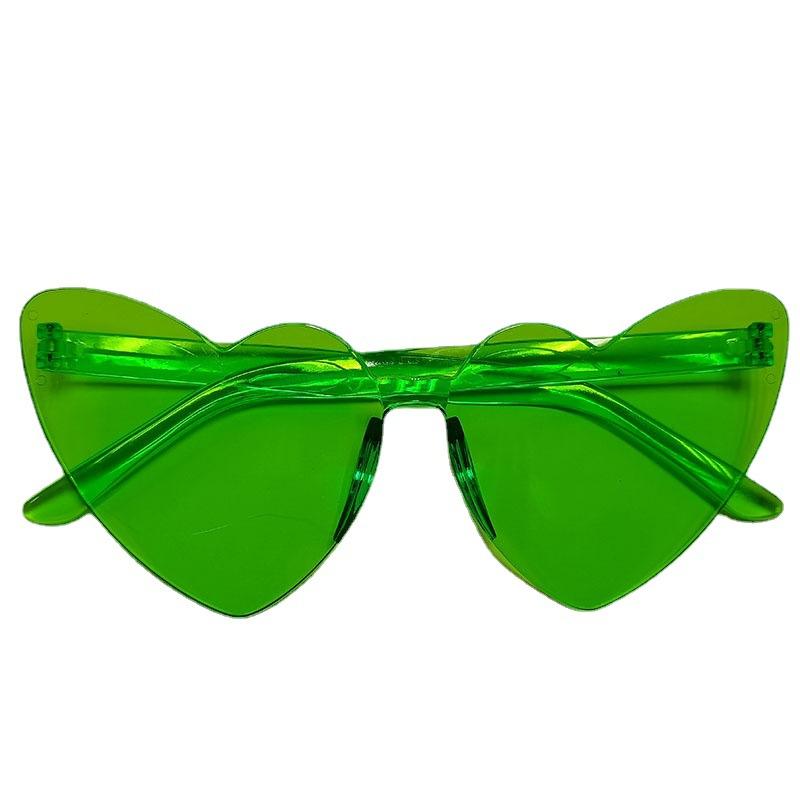 Amazon Thin Peach Heart Sunglasses Jelly Color Rimless Heart-Shaped One-Piece Glasses Candy Color Love Sunglasses