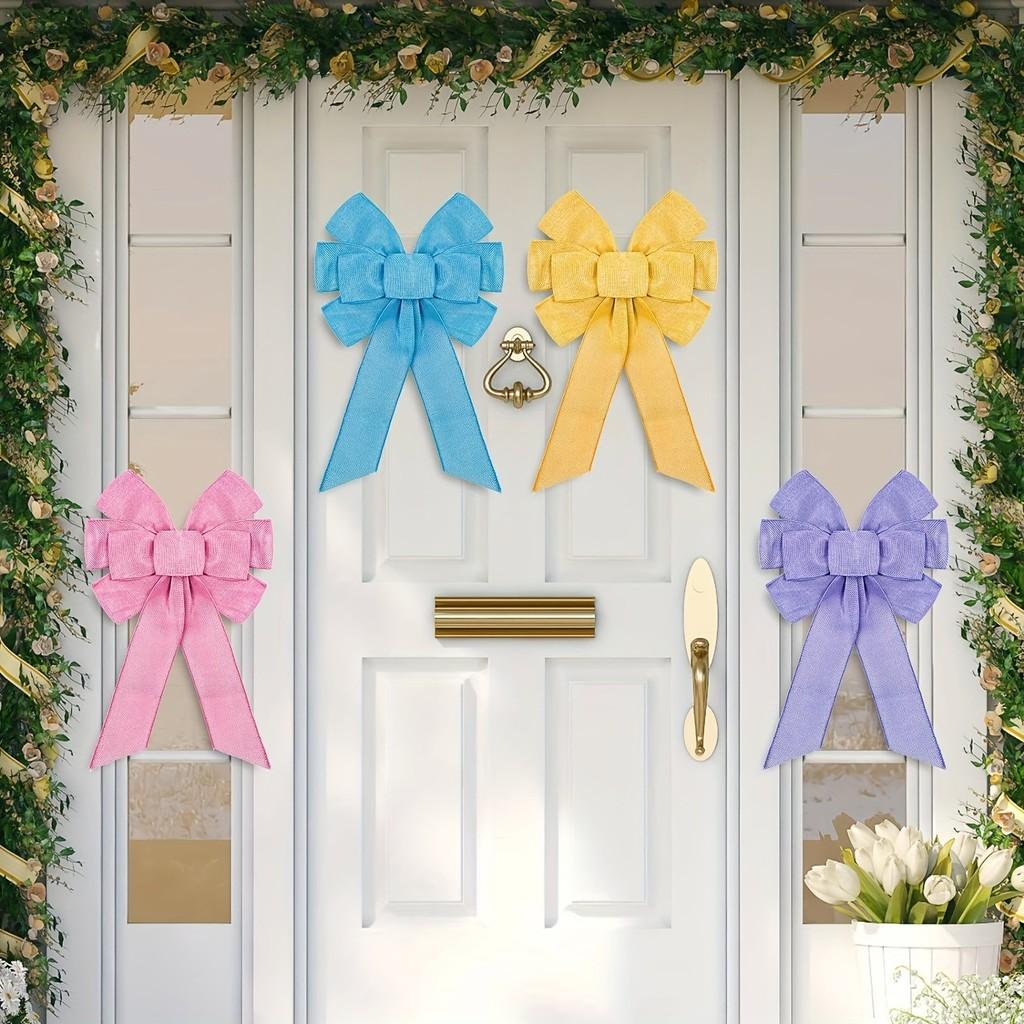 Beautiful Spring Floral Wreath With Stylish Bow In Multiple Colors For Festive Decor