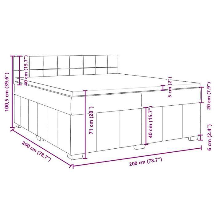 VidaXL Sommier à lattes de lit avec matelas Gris foncé 200x200cm Tissu 3287176