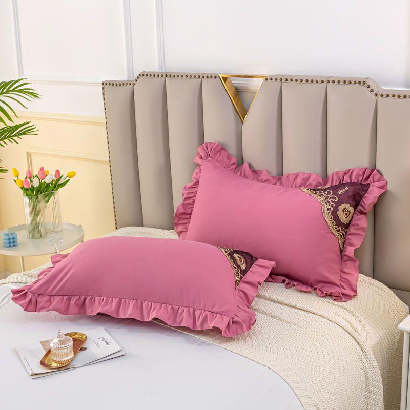 

Наволочка для свадебной спальни, наволочка для подушки, роскошное кружево, лето, дышащее, простое, мягкое, удобное, уютное, для пар, вышивка 48x74 см 48x74cm