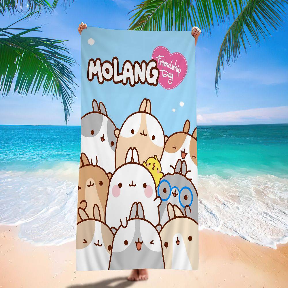 Cute M-molangs Microfiber Printed Beach Towel Mountain Climbing Yoga Beach Swimming Running Absorbent Soft Towel