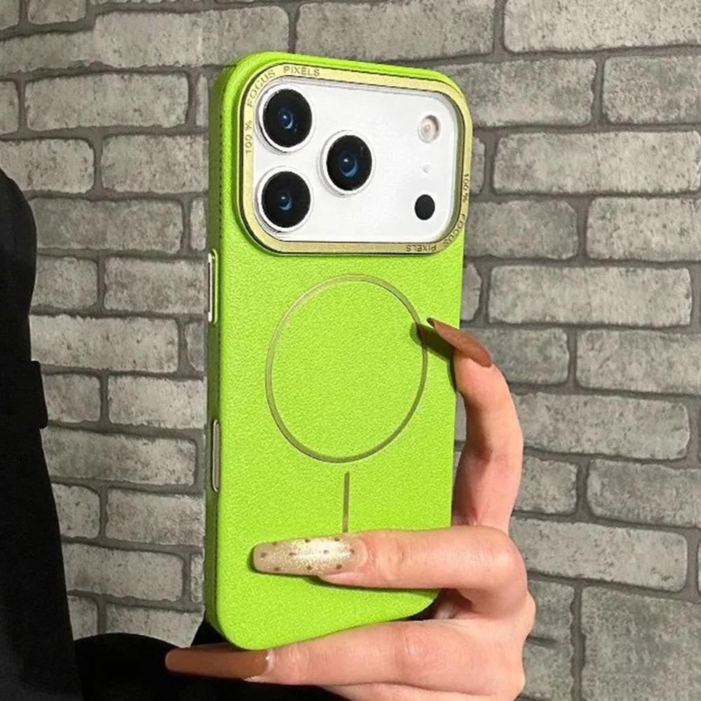 Fashion Frosted PC Leather Textured Magnetic Case For iPhone Air 17 16 15 14 13 12 Pro Max Plus For Magsafe Solid Color Cover