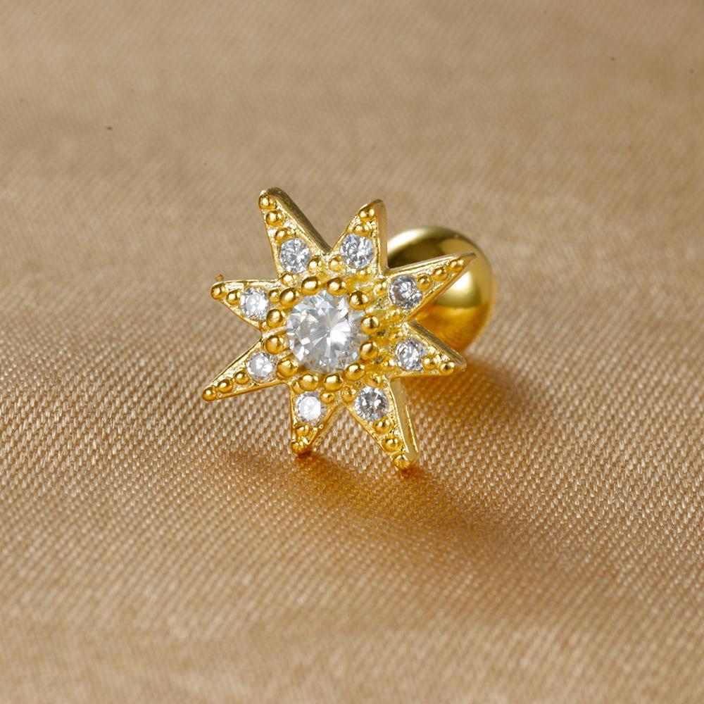 1 Stück Edelstahl Mond Kreuz Kleine Ohrstecker Winziger Zirkonia Ohrläppchen Tragus Helix Knorpel Piercing Ohrring Schmuck