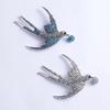 Rinhoo Full Rhinestone Flying Birds Brooch for Women Vivid Bird Dangling Round Beads Animal Lapel Pins Hummingbird Badge Corsage