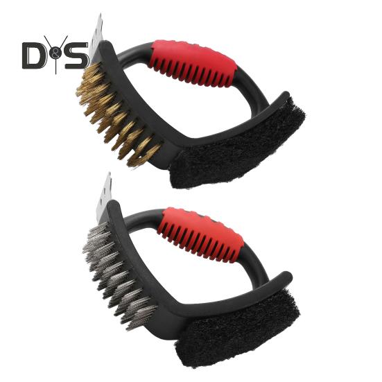 Univerzální škrabka na grilování 3 v 1 Tepelně odolná nerezová ocel na čištění grilů pro plynové uhlí a běžné trouby