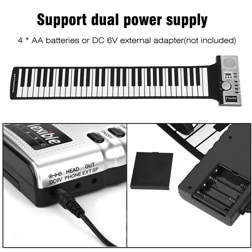 61-Key Silicone Roll-Up Piano: Portable Folding Electronic Keyboard for Beginners & Adults