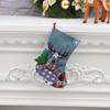 Sacchetto regalo calza di Natale media con decorazione di Babbo Natale e Pupazzo di Neve