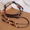 Boho Style Mixed Color Wood Beads Genuine Leather Braided Texture Ethnic Style Handmade Women's Belt Casual Vacation Style Waist Rope
