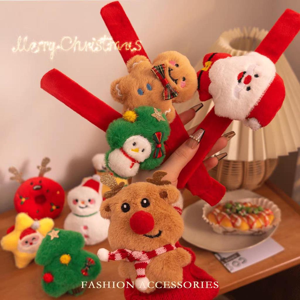 2025 Women's Christmas Snap Bracelet - Plush Cartoon Elk & Snowman Design