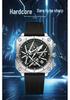 OFNS Men's Six-Needle Chronograph Quartz Watch with Luminous Bar Markers, Square Face, Waterproof, and Calendar.