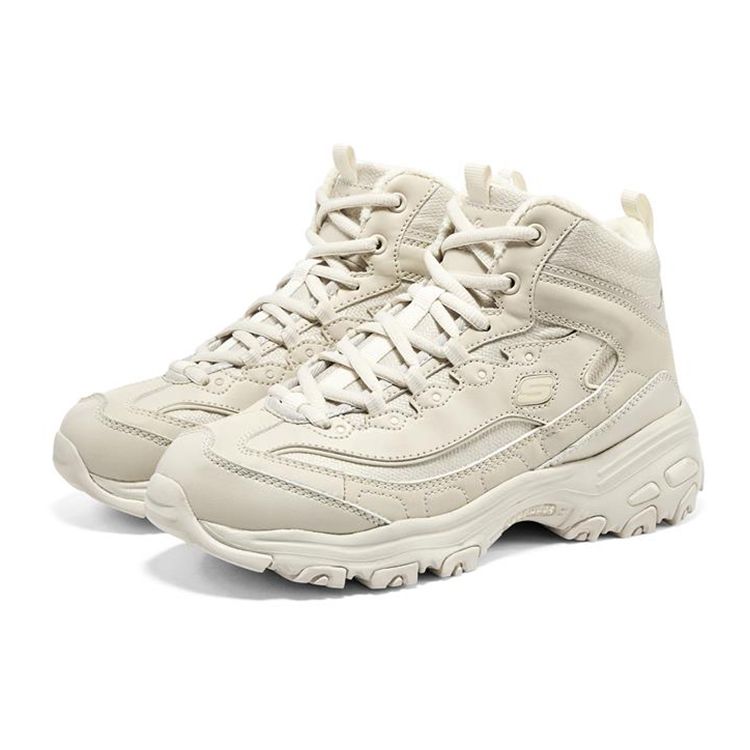 Skechers DLites 1.0 Mesh Comfortable Sports Shock Absorbing Durable High-Top Lifestyle Casual Shoes Women Sneakers Beige 167569-NAT
