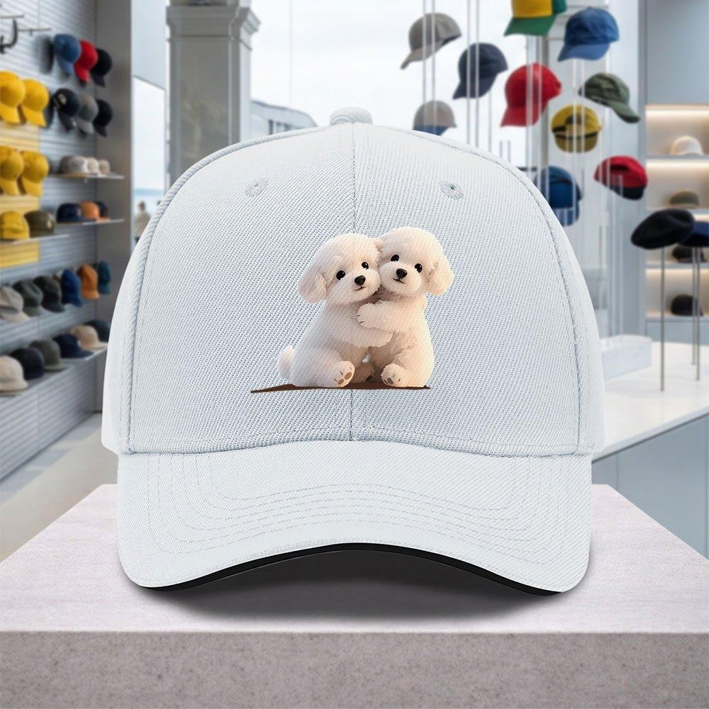 Bichon Frise Hug Pattern Adjustable Baseball Cap for Weddings Parties Festivals Bachelorette Multiple Colors