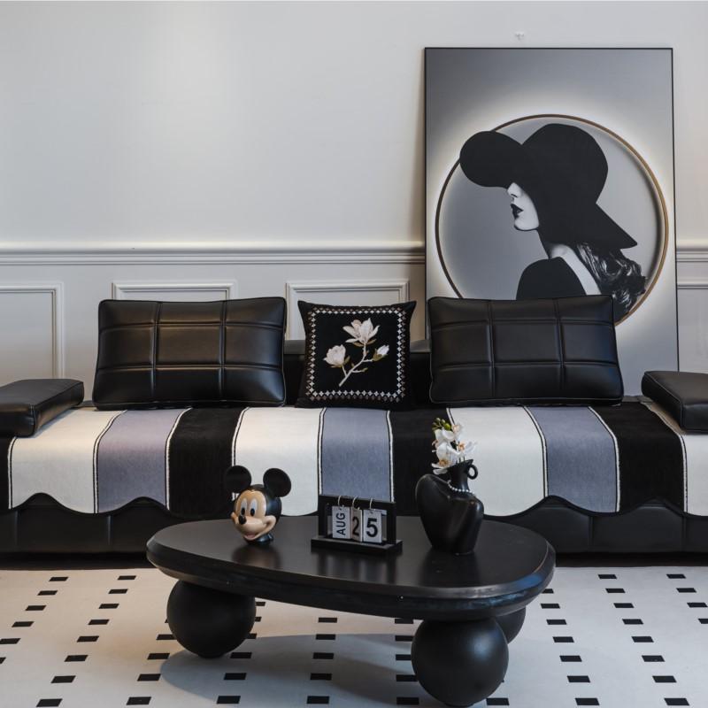 Irregular Striped Sofa Cushion Non-Slip All-Season Straight Fit One-Piece Unique Design Slip-Resistant Elegant Home Decor