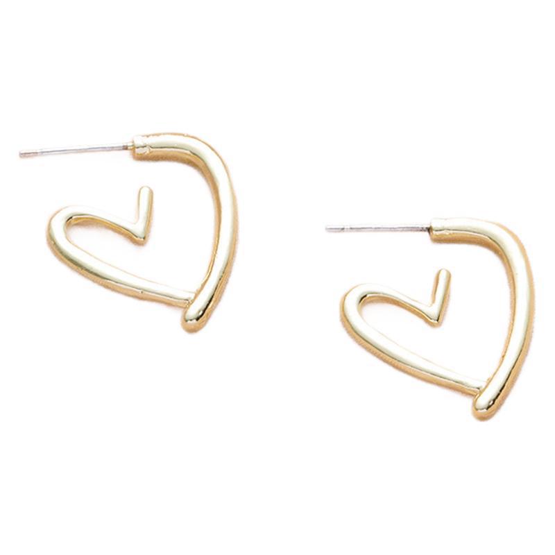 Unique Heart Earrings Elegant Simple Ear Jewelry Gold New Ear Clips Vintage Brushed Fashion Versatile Earrings