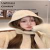 Korean Hood Scarf Balaclava Hat Ear Protection Warm Bomber Hats Women Retro Strap Bow Beanies Winter Accessories Knitted Law Hat