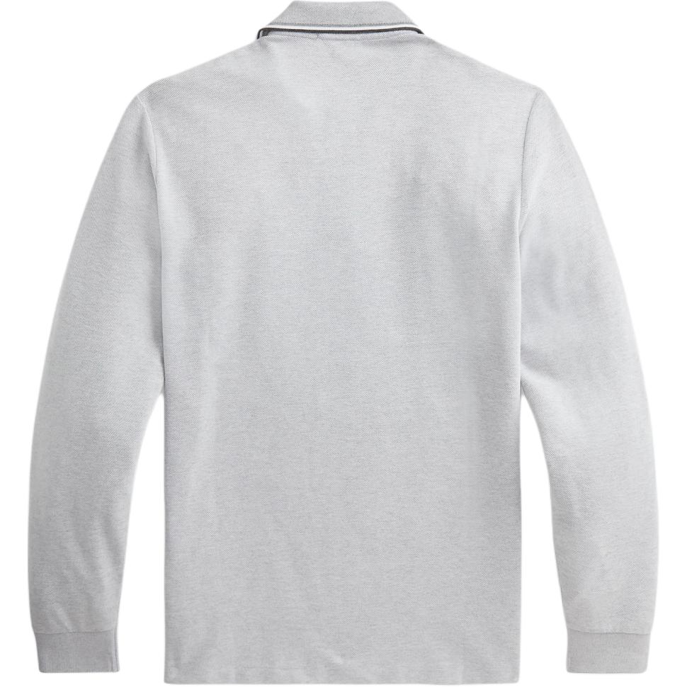Polo Ralph Lauren SS24 Pony Embroidered Striped Trim Long Sleeve Polo Shirt Men tops Gray MNPOKNI16821648-020