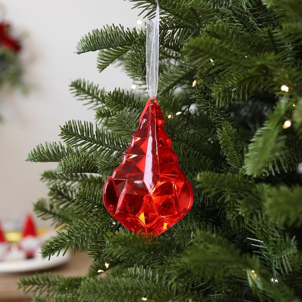 Transparent Gemstone Christmas Pendants Shining Christmas Tree Ornaments  Holiday Party Supplies