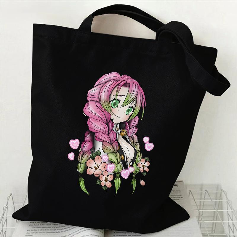 Japan Kanroji Mitsuri Demon Slayer Cartoon Printed Canvas Bag, Student Shoulder Bag/tote Bag for Class 7548