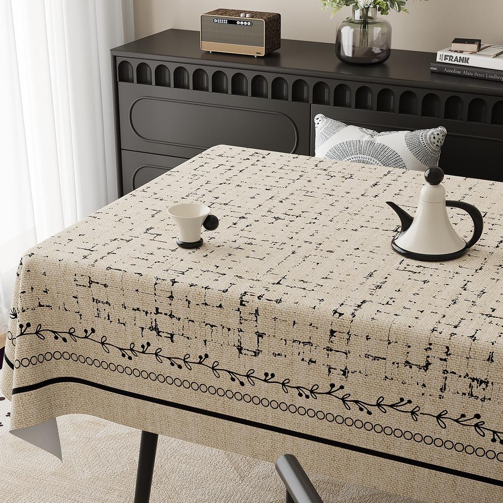 Vintage Mid Century Tischdecke Wasserdicht Ölbeständig Hitzebeständig Leinenoptik Rechteck Esstischdecke Abwischbar Französisch Retro Küchen-Dekoration