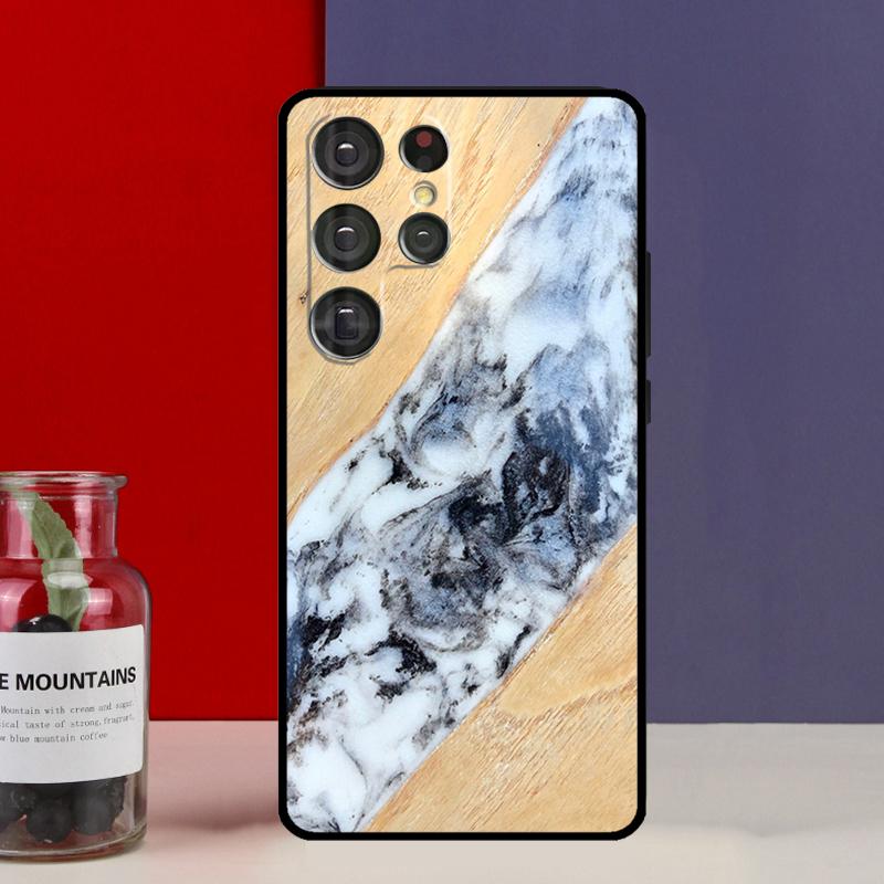 Resin Wood Funda Case For Samsung Galaxy S25 Ultra S9 S10 S20 S21 FE S22 S23 Plus S24 Ultra Phone Cover
