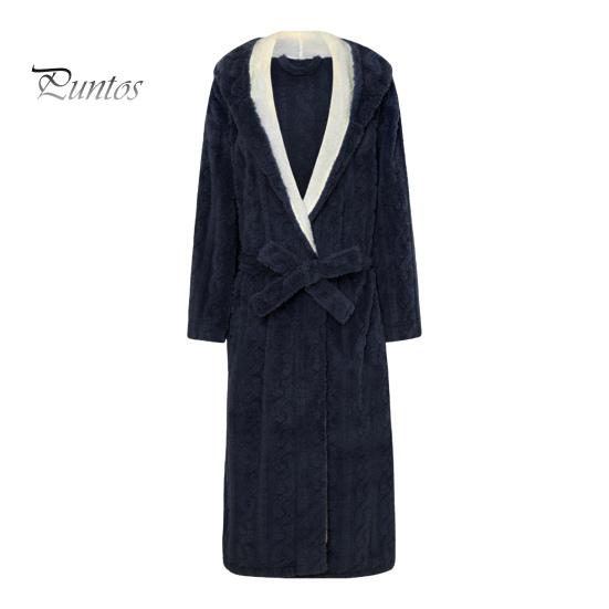 

Парная зимняя ночная рубашка из плотной фланели, теплая, регулируемый пояс на шнуровке, однотонная, с витой текстурой, карманы, отличное впитывание воды, женская домашняя одежда для спа-отеля XXL темно-синий