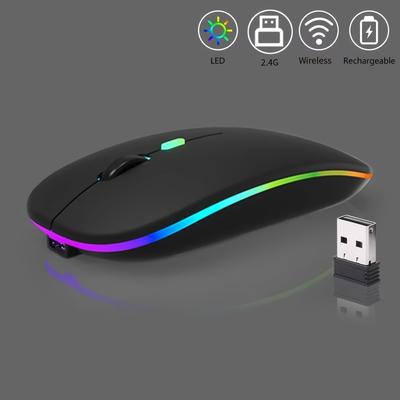Rechargeable Wireless Bluetooth Mouse, Silent LED Optical Computer Mouse, Ergonomic Laptop Mouse for Gaming, 1600 DPI