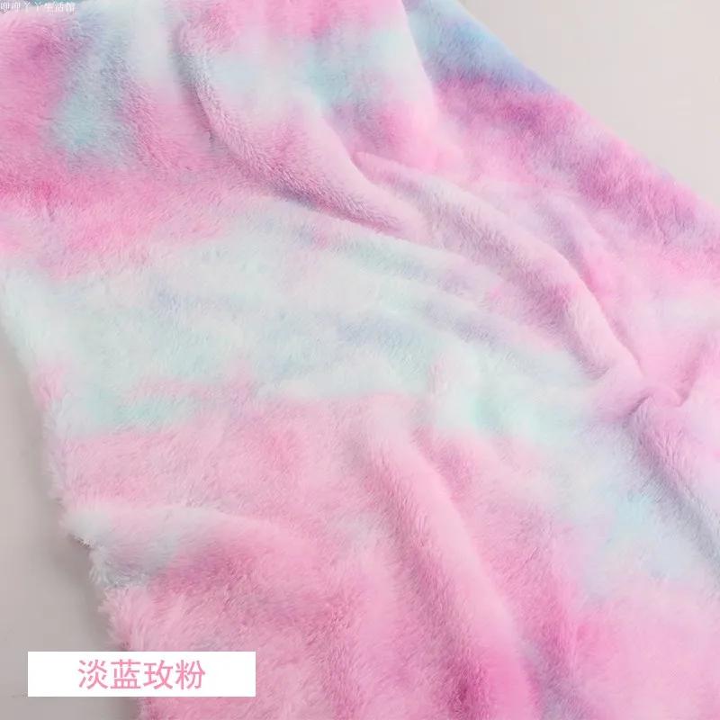 0.5/1/2 Yard Tie Dye Imitation Rabbit Faux Fur Fabric Plush Fabric for Winter Coats Scarves Blankets DIY Clothing Sewing Fabrics