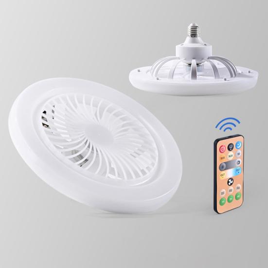 Geschlossener Deckenventilator mit Lichtfernbedienung, 3 Geschwindigkeitsstufen, geräuscharm, energiesparend, E27, Mini-Deckenventilator ohne Flügel, LED-Lampe