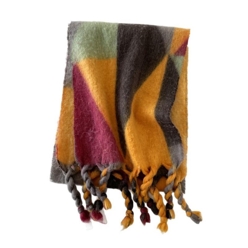 Modischer Mohairschal in passenden Farben, Damenschal in verschiedenen Farben, weich und hautfreundlich, mit Fransen, ideal für Herbst und Winter.