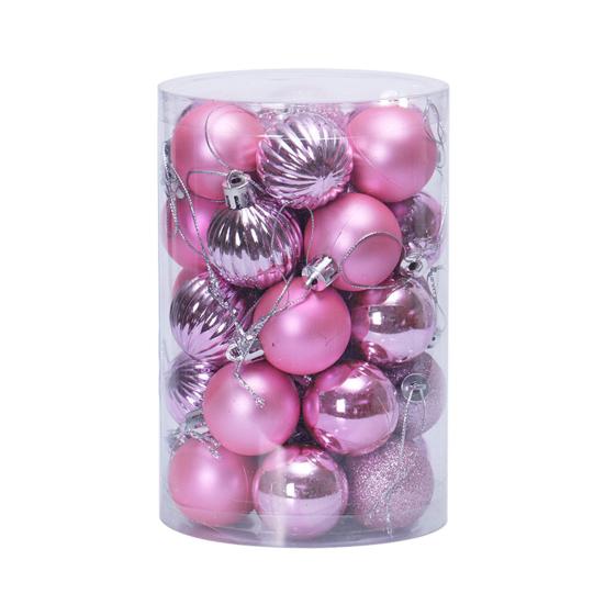 Kleine Weihnachtsbaumkugeln aus strukturiertem Kunststoff