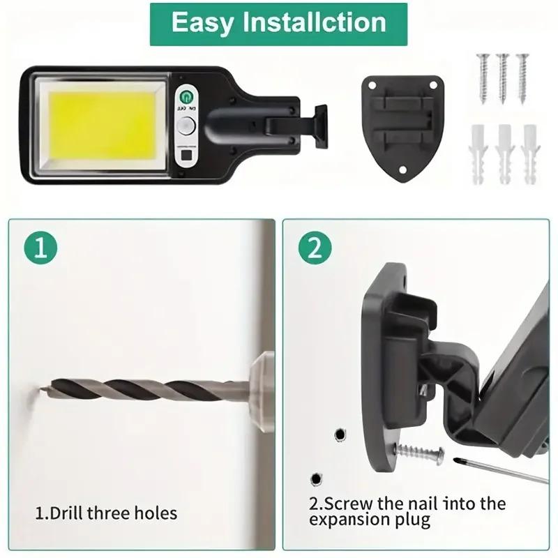 Solar Motion Sensor Lights Solar Powered LED Security Lights COB LED 3 Lighting Modes for Garden Fence Patio Garage
