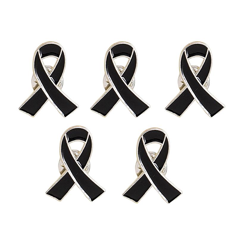 1/5/10Pcs Black White Ribbon Pin Badge Brooch Funerals Memorial Pin Enamel Black Ribbon Badge Mourning Badge Funeral Pin Brooch