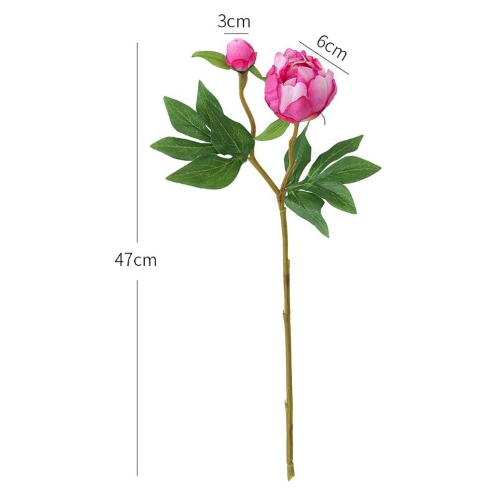 Lebensecht 2-köpfige Simulierte Pfingstrose Blume Seide 47cm Fake Pfingstrosenstrauß Schöne Blumendekoration Brautstrauß