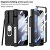 Husă Armor din Piele Magnetică pentru Samsung Z Fold 5 cu Fereastră Push pentru Cameră și Suport pentru Stilou