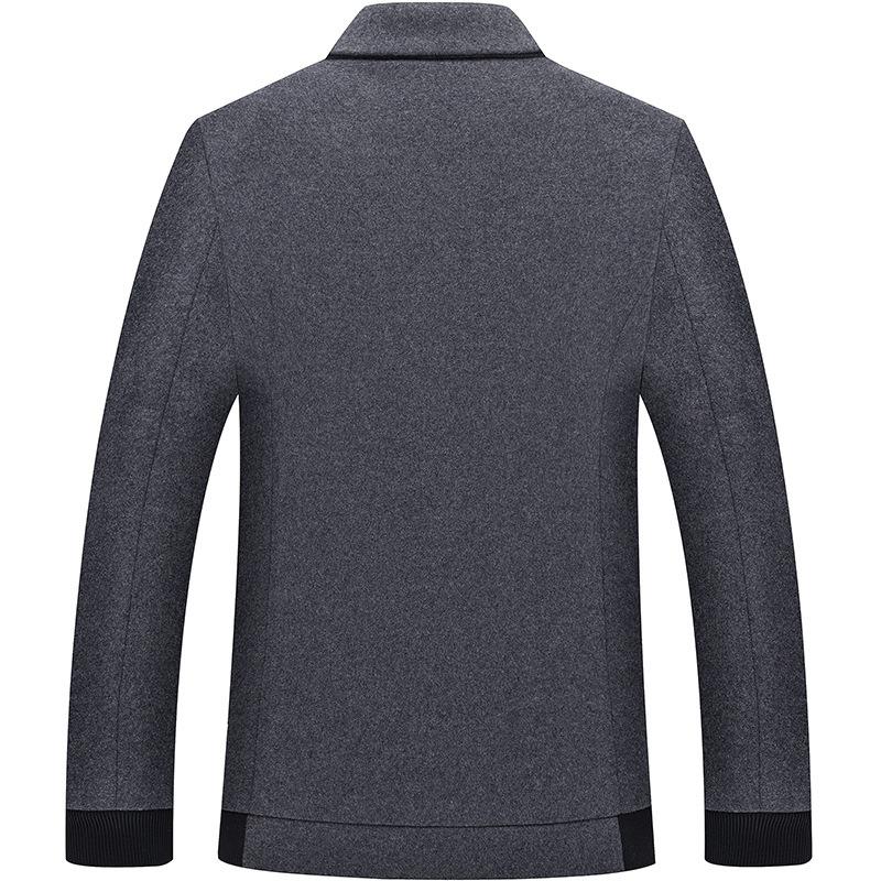 Autumn and Winter Woolen Men's Jacket Middle-aged Men's Woolen Jacket Solid Color Lapel Jacket Casual Business Men's Clothing