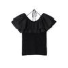 Natural Beauty Basic Ruffled Docking Knit Navy Women's Sweater,