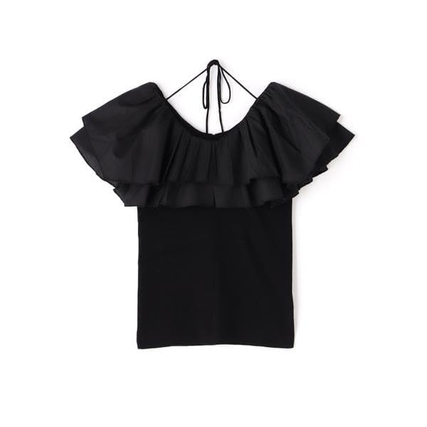 Natural Beauty Basic Ruffled Docking Knit Navy Women's Sweater,
