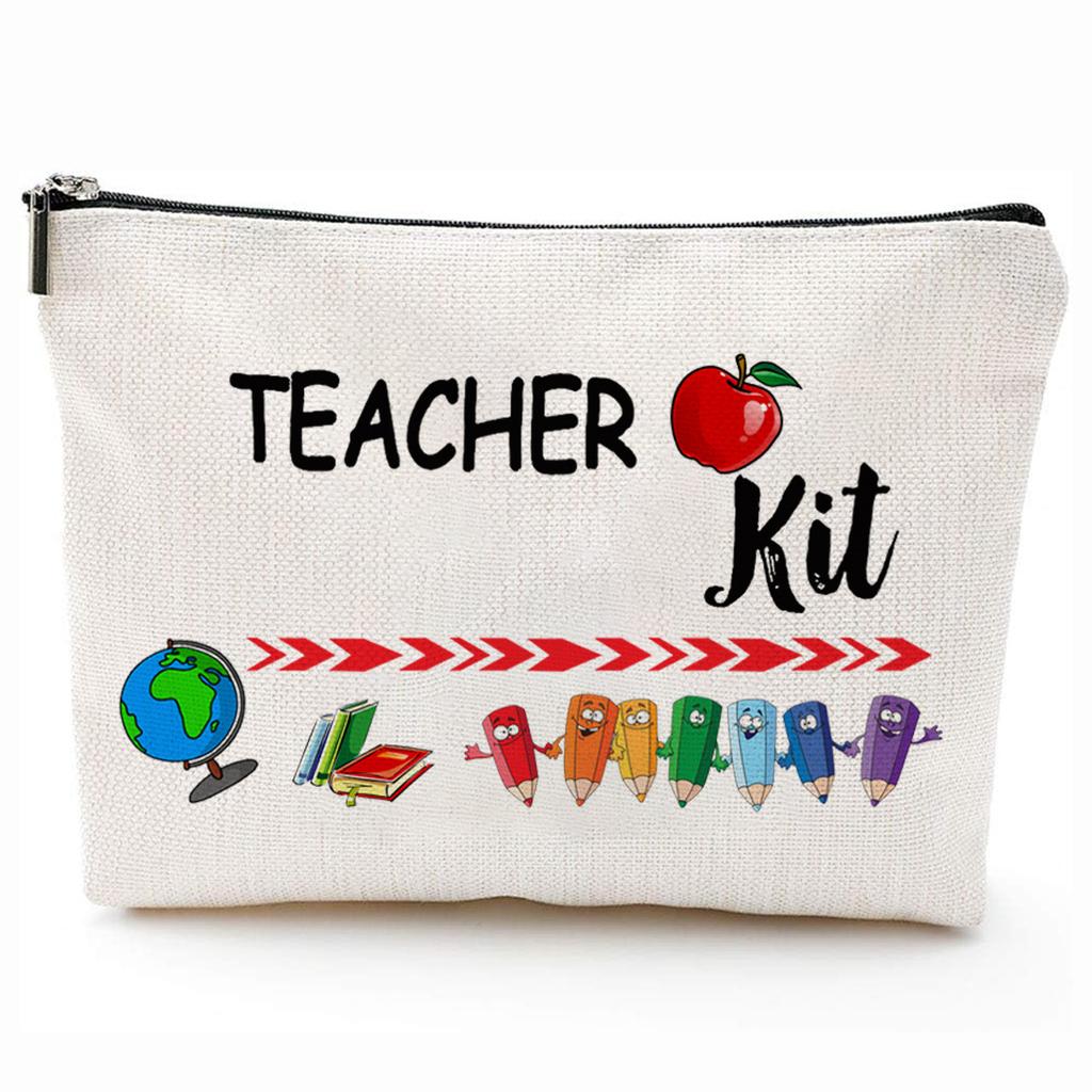 Teacher Gifts Teacher Appreciation Gifts Thank You Teacher Gift Bags Zipper Cosmetic Makeup Bag Canvas Pencil Pouch