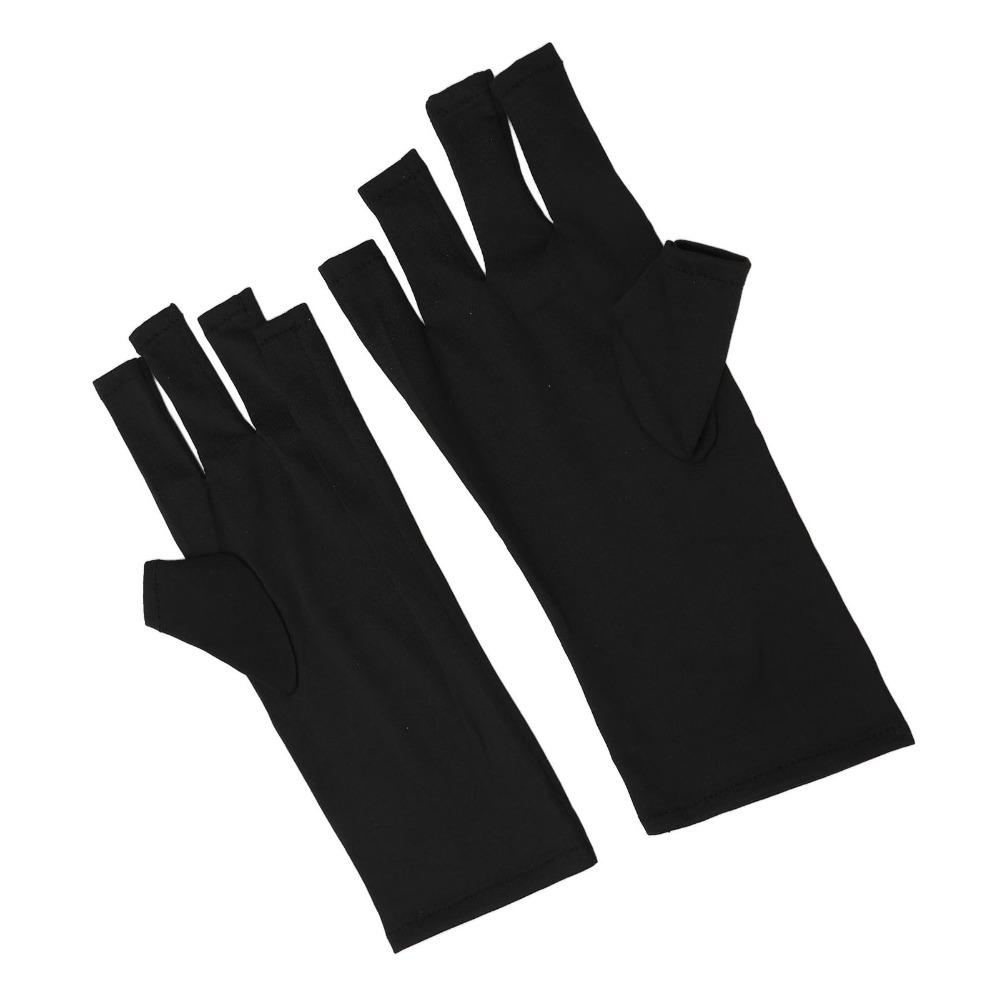 2 Paar schwarze fingerlose UV-Schutzhandschuhe Maniküre UV-Handschuhe für Zuhause DIY-Nagelkunstschutz
