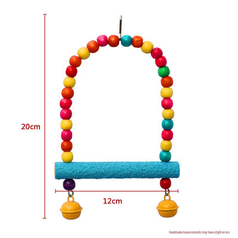 Budgie Toys Wooden Climbing Rope Ladder - Peony Interactive Swing & Beak Grinder for Small Birds In Birdcages