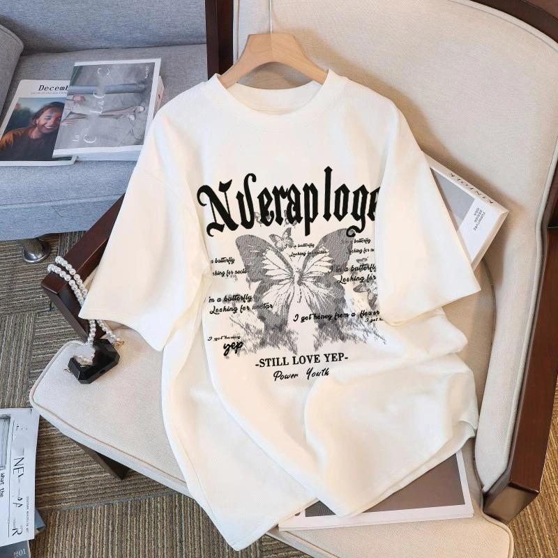 Sommer Kinder Erwachsene Mode Schmetterlingsdruck Kurzarm T-Shirt Outdoor Lässig O-Ausschnitt Übergroß Damen T-Shirts Top Mädchen Kleidung